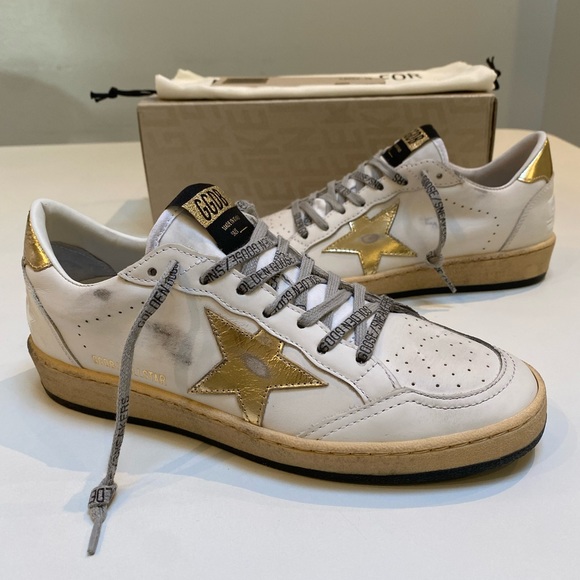 Golden Goose Ball Star Sneaker Milk White Leather/Gold sz 38 New in Box - Picture 10 of 14
